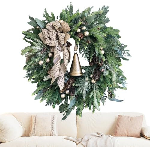Weihnachtskranz für Haustür, Tannenzapfen, Beeren, Weihnachtskranz, Weihnachtskranz, bunte Weihnachtsbaumdekoration, Weihnachtsdekoration, Dekoration für Tür, Wand, Kamin,
