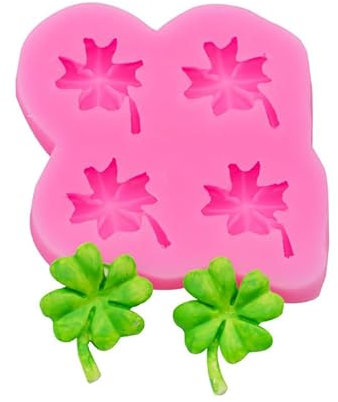 2 Glückskleeblatt Silikonform, Gießformen Silikon Gipsformen Zum Gießen Vierblättriges Kleeblatt Silikonformen Glücksgras Form Silikonform Vierblättriges Silikon Blumen Für Kerzen, Gips, Handwerk