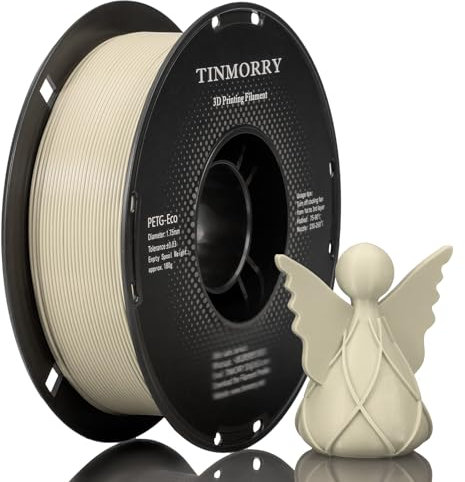 PETG Filament 1.75mm, TINMORRY Rapid PETG-Eco 3D Druck Filament, Kompatibel mit Bambu Lab/Creality K1C / FLASHFORGE Adventurer 5M /Anycubic Kobra 3 / QIDI FDM 3D Drucker, 1 KG 1 Spule, Meeple weiß