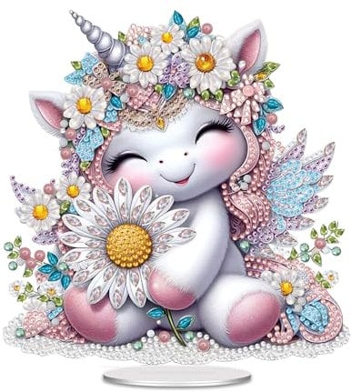 GZYYANG Diamant Painting Tischdeko, Diamond Painting Einhorn, 5D Diamond Painting Aufsteller, Geeignet für Anfänger, Erwachsene und Kinder