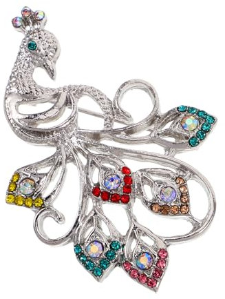 Broche Élégante Vintage En Forme De Chapeau Avec Breloques Paon De Noël