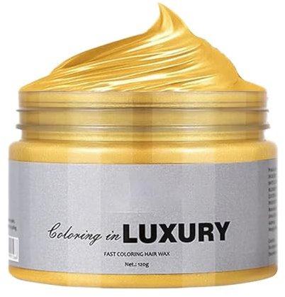 Cera temporal para el cabello de 9 colores, cera de color, color de color, color natural, cera instantánea, arcilla para el cabello, adecuada para niños y niñas góticas (dorado, talla única)