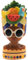 Blumenvase, Dekovase, Pflanzenvase, Tischvase, Gesichtsvase, Blumentopf Frau mit Sonnenbrille und Obst, dekorativer Pflanztopf aus Keramik, in bunt, Größe: L/B/H 10 x 10 x 20 cm.