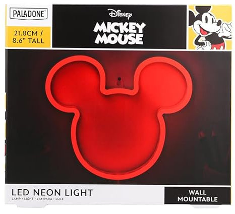 Paladone Disney Micky Maus Ohren LED Neon Wandleuchte Offiziell lizenzierte Lampe mit Netzkabel für Zuhause Schlafzimmer Wohnraum Dekor Popkultur Geschenk