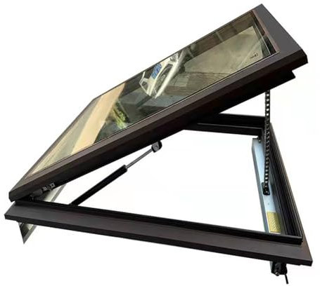 Egress Daylighting Well Cover - 80x80cm Tempered Glass Venting Roof Window for Sunroom Deck Viewing Cover Ideal for Basement Natural Light