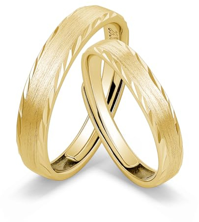 Meissa Eheringe Silber 925 Verlobungsring Paar Partnerringe Verstellbar für Sie und Ihn Damenring 3,2mm & Herrenring 4mm Trauring Paarpreis Geschenk Valentinstag