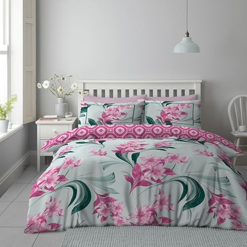 GC GAVENO CAVAILIA Floral Duvet Cover Double | Breathable & Reversible Polycotton Double Duvet Set With Pillowcases | Hypoallegenic, Machine Washable Quilt Covers Geometric Bedding Set