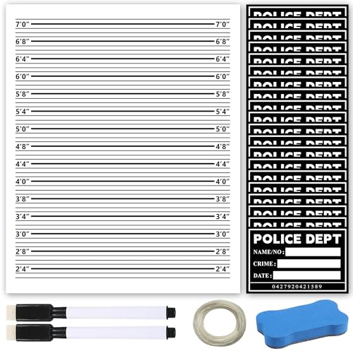 Mugshot Backdrop 5×4.3FT with 20 Pack Mugshot Signs, Jail Party Decorations