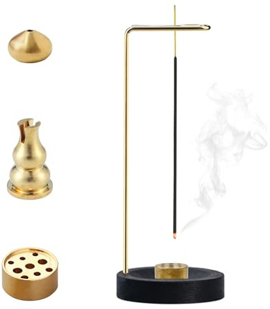 2 en 1 Porte Encens,Bruleur Encens en Bois avec Bobine de Cône,Noir | Brûleur D'encens Inversé,Porte-Encéns Multifonction pour Décor de Bureau à Domicile Yoga Méditation