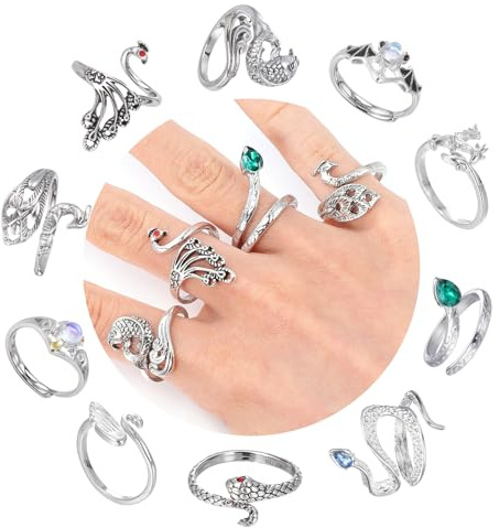 10Pcs Crochet Ring, Adjustable Crochet Tension Ring for Fingers Crocheting, Yarn Rings Finger Tool for Women, Perfect for Crocheting Knitting, Easy to Use, Silver 10 Different Exquisite Styles