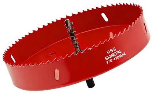 Scie cloche bi-métal 200 mm,HSS M42 Bi-Métal Scies-cloches Bois,avec adaptateur de tige triangulaire et foret de centrage,Idéal pour boîte de mur creux,Cloison Sèche, Plastique