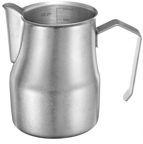 QUARKZMAN Milk Frothing Pitcher, 22 Oz / 650ml Lattiera In Acciaio Inossidabile Con Misura Per Caffè Latte Art Cappuccino Espresso Accessori, Colore Argento Opaco