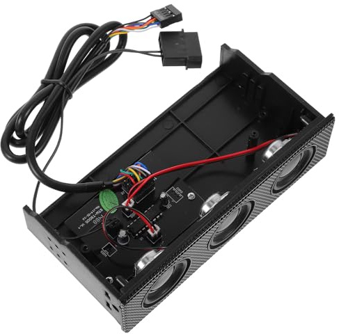 Vaguelly Black Stereo Surround Sound Computer Front Panel Speaker, PC Case Music Speaker with Aux Input, Compatible with Desktop and Laptop Computers