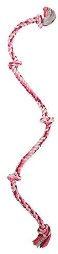 Mammoth Flossy Chews Color 5 Knot Rope Tug – Premium Cotton-Poly Tug Toy for Dogs – Interactive Dog Rope Toy – Tug Dog Chew Toy for Large - X-Large Dogs - Super XL 72”