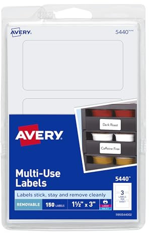Avery 5440 Etiketten, ablösbar, 3,8 x 7,6 cm, Weiß, 150 Stück