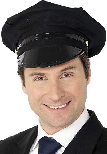 Unbekannt Damen Herren Erwachsene Schwarz Chauffeur Hut Kappe Taxi Polizei Uniform Kostüm Zubehör