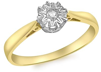 CARISSIMA Damen-Ring 9 kt (375) Gelbgold Rundschliff Diamant 54 (17.2)