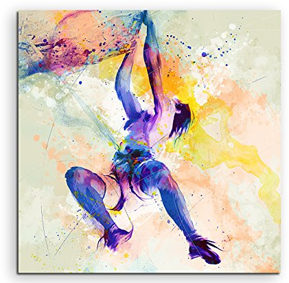 Paul Sinus Klettern I 60x60cm Wandbild SPORTBILD Aquarell Art tolle Farben