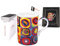 CARMANI - Tea Mug, Perfect Ceramic Fine Bone China Coffee Mugs with Wassily Kandinsky Squares with Concentric Circles 400ml