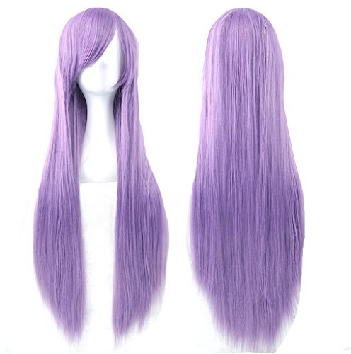 Fouriding 31 Violet Women's Long Straight Cosplay Party Wigs Hairpieces Hair Cap Lolita Style Anime Wig
