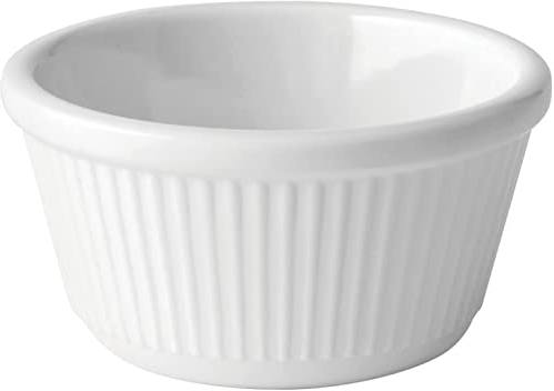 Genware JMP212 Ramequin cannelé en mélamine, blanc, capacité 118,294 ml, hauteur 46 mm, lot de 12