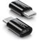 deleyCON 2 Stück USB-C Adapter - Micro-USB Buchse zu USB C Stecker - zum Laden & Synchronisieren für Apple Samsung Google Huawei Xiaomi Handy Smartphone Tablet Laptop Adapter - Schwarz