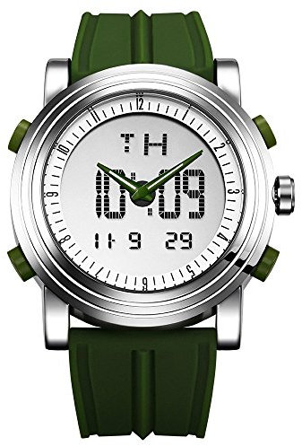SINOBI Digital Watch for Men Sports Watch with Alarm Stopwatch Men's Watches (Silver case&Green Band)