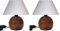 Lampada lumetto abat jour da comodino sfera in legno tornito con paralume; produzione propria, made in Italy (ciliegio coppia)