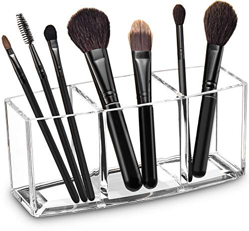 cotton yangda UM UNIQUEME Watpot LONUO Acrylic Makeup Brush Organizer Eyeliners Display Holder Clear Cosmetic Storage with 3 Slots, Dreamsaling Amazon Store