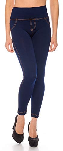 Kendindza Termiska leggings för kvinnor jeanslook fodrade med innerfleece basic ogenomskinliga