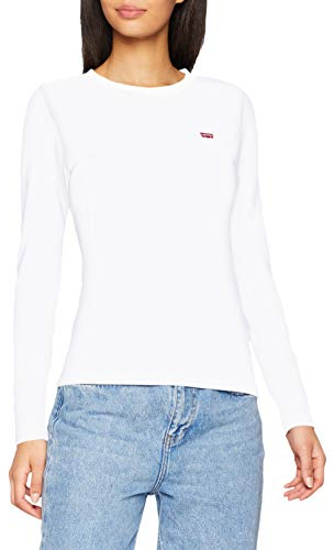 Levi's Women's Long-Sleeve Baby Tee T-Shirt, White +, M