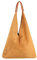 OBC Made in Italy Damen XXL Leder Tasche Handtasche Wildleder Shopper Schultertasche Hobo-Bag Umhängetasche Beuteltasche Velourleder DIN-A4 Ledertasche Cognac