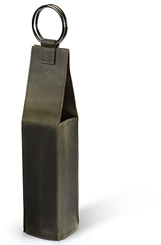 Londo Estuche para Botella de Vino de Cuero Genuino – Elegante y Resistente Porta Vino para Viajes, Picnics y Regalos