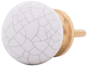 Knober Petit bouton de meuble en céramique marbré 31 mm Style maison de campagne shabby chic Blanc (08)