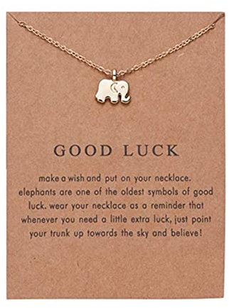Elephant Necklace, Good Luck Friendship pendant and chain, gold tone