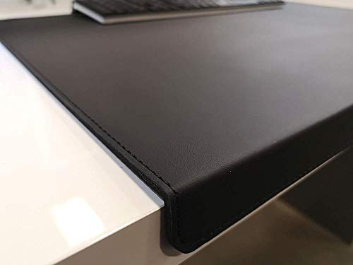 Gewinkelte Schreibtischunterlage mit Kantenschutz Echt Leder Schwarz 60 x 38cm Echt Rindsleder glatt ohne Mousepad