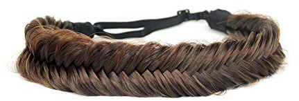 Bobiya Breites Fischschwanz-Haarband aus Kunsthaar, geflochten, klassisch, grob, elastisches Stretch-Haarteil, für Damen und Mädchen, Kupferbraun