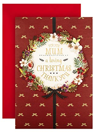 Hallmark Weihnachtskarte für Mama – traditionelles 3D-festliches Kranz-Design