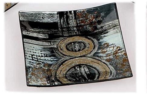 Deko-Teller Kerzenteller 15x15cm Serie Winter aus Farbglas