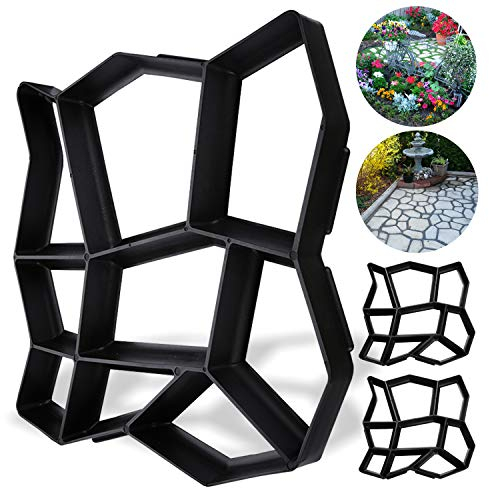 EINFEBEN 3 Stücke DIY Pflasterform Garten Gießform Betonform für Garten, Gehweg, PflastersteineNaturstein Kopfstein und Pflastersteine Wiederverwendbar - 43 x 43x 4cm - Schwarz Unregelmäßig
