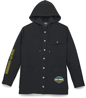 HARLEY-DAVIDSON Bar Font Shirt Jacke mit Abnehmbarer Kaupuze für Damen, S