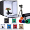 ZKEEZM Boîte à lumière portable pour studio photo - 50 x 50 cm - Pliable - Avec luminosité réglable - Intensité variable - Avec 80 LED et 7 couleurs de fond
