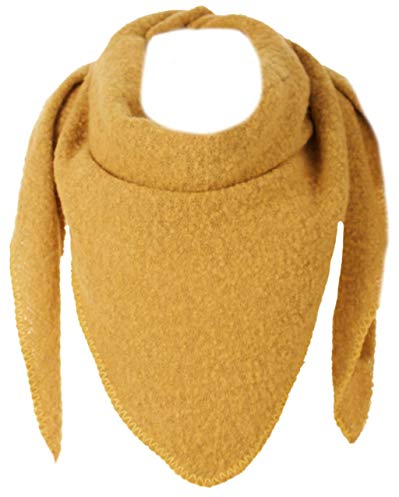 FASHION YOU WANT XXL Schal flauschig schal-tuch damen dicker dreieckstuch groß Wolle UNI Farben kuschelig (senfgelb)