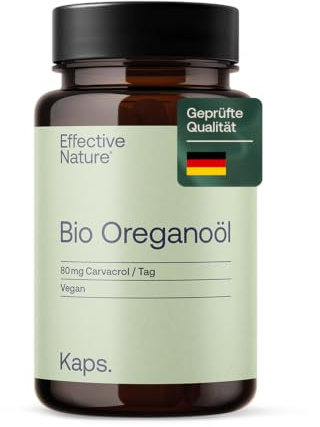 Effective Nature Oregano Öl Kapseln - Bio-Qualität - mit 80mg Carvacrol | hochdosiert - vegan - hohe Bioverfügbarkeit - 60 Stk.