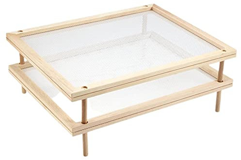 Tendedero de madera con red deshidratada, fiable secador de alimentos de madera pulida apilable extraíble, recirculación de aire abierta para frutas y verduras Ahorra espacio para el hogar