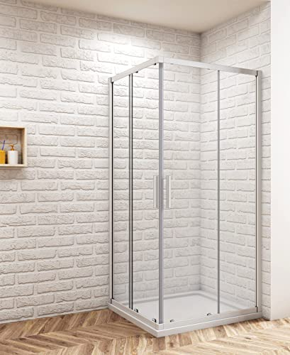 Aica Sanitär Duschkabine 90x90cm Duschabtrennung Eckeinstieg Duschtür Dusche mit Sicherheitsklarglas Höhe 185cm