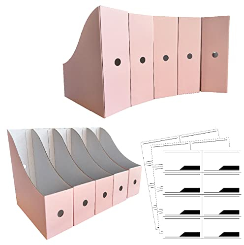 Lot de 12 porte-revues en carton de qualité supérieure - Rose - Rangement pour magazines - Grand volume - Pour bureau