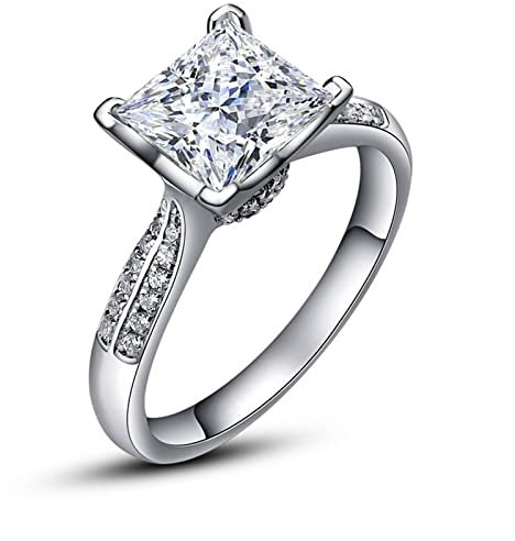 Musihy Ringe Frauen, Verlobungsring Zirkonring Pavé Fassung Zirkonia Weiß Ringgröße 58 Jahrestag Geschenk