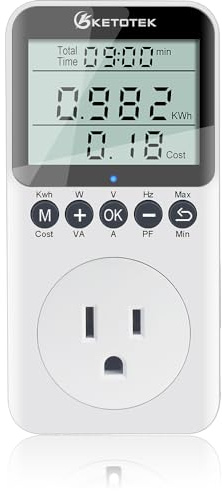 KETOTEK Watt Meter Power Meter Plug Electricity Usage Monitor for Home, Energy Monitor with LCD Display, Kilowatt Meter Socket Outlet, Voltage Amps Power Consumption Meter, Overload Protection