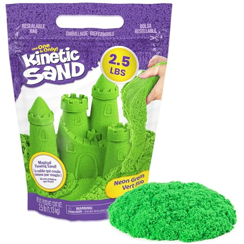 Kinetic Sand, 2.5lbs Green Play Sand, Amazon Exclusive, Moldable Sensory Toys for Kids, Resealable Bag (Packaging May Vary), for Ages 3 and up